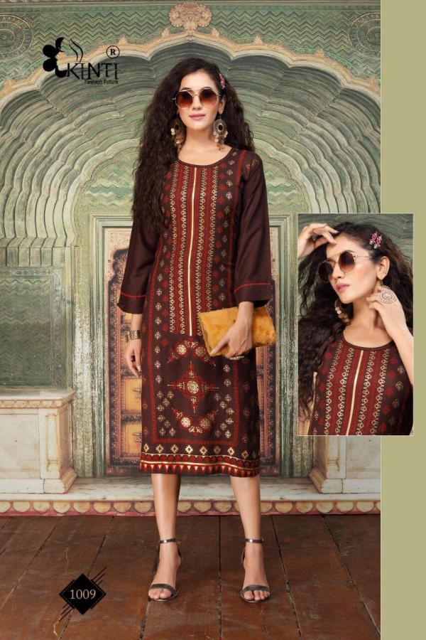 Kinti Afsana Rayon Fancy Foil Print Kurti